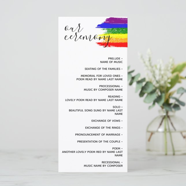 Paint Strokes Pride Flag LGBT Wedment Program (Em pé/Frente)
