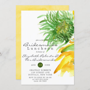 Paint Sunflower Bridesmaids Luncheids Invites