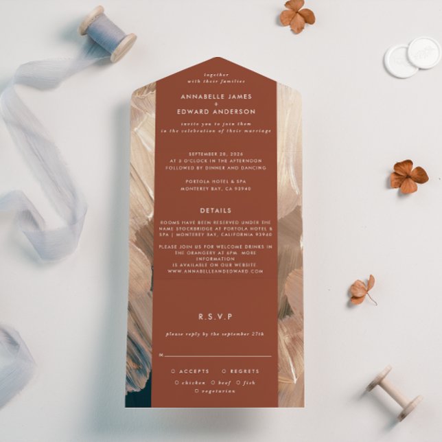Painterly teal terracotta abstrato rsvp casamento  (Criador carregado)