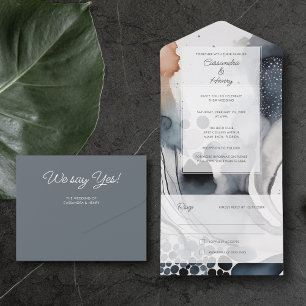 Painterly Watercolor Modern Moody Blue Wedding