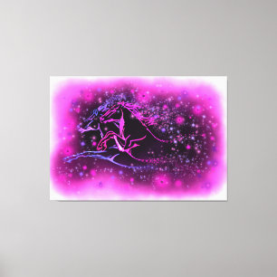 Pair Horse Canvas Em Execução Na Noite Estrelada