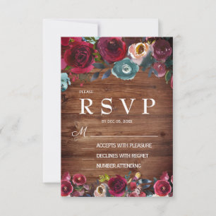 País Borgonha Marsala Vermelho Marinho Floral RSVP