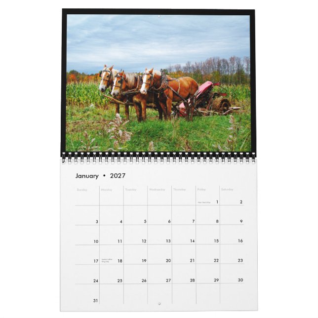 País de 2013 Amish e calendário velho dos celeiros (Jan 2027)