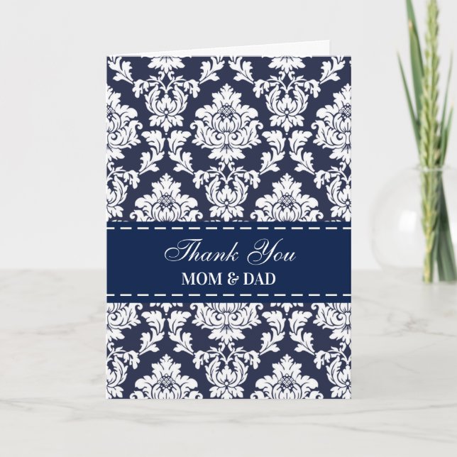 Pais Dia do Casamento Damask Agradecimento (Frente)