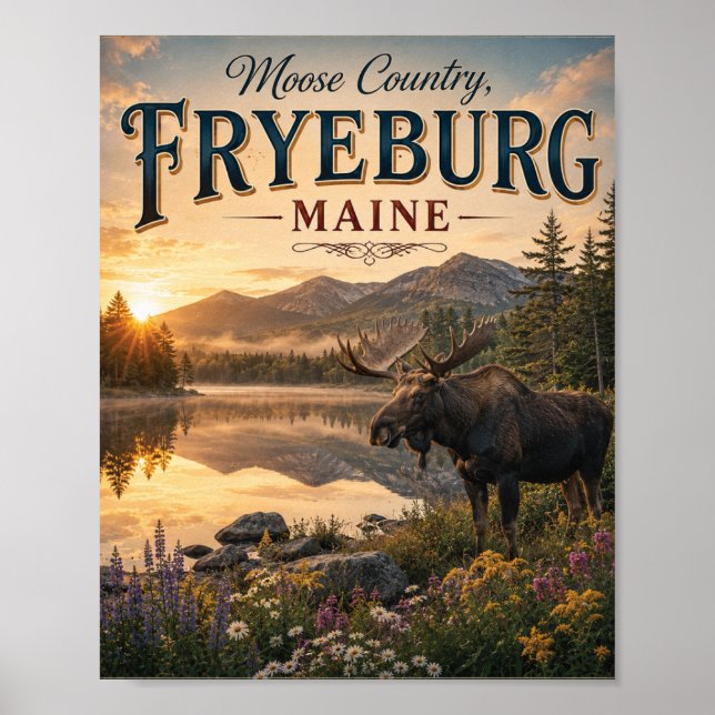 País dos Alces Fryeburg Maine Poster de Vida Selva (Frente)