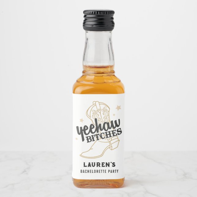 País Ocidental Bachelorette Mini Bottle Favor (Frente)