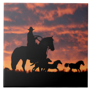 País Ocidental Cowboy Roundup Herd de Cavalos