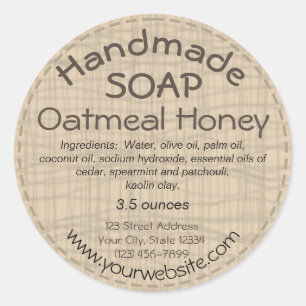 País redondo da etiqueta da etiqueta Handmade do
