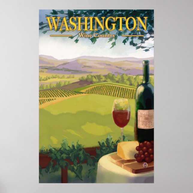 País Vinho de Washington - Poster de viagens (Frente)