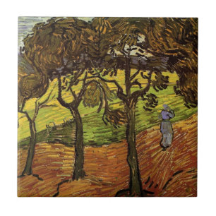 Paisagem, Árvores e Figuras por Vincent van Gogh
