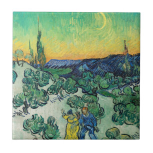 Paisagem com Casal Andando e Lua Crescente
