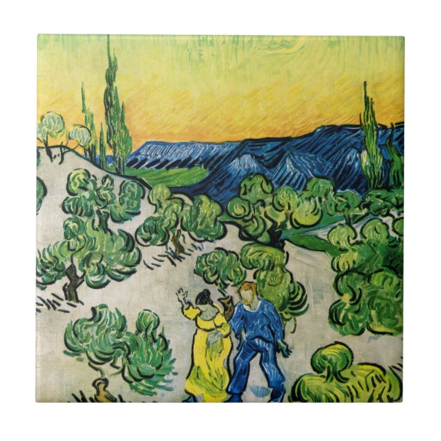 Paisagem com Casal Andando por Vincent van Gogh (Frente)