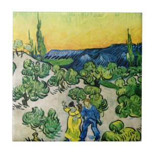 Paisagem com Casal Caminhando de Vincent van Gogh