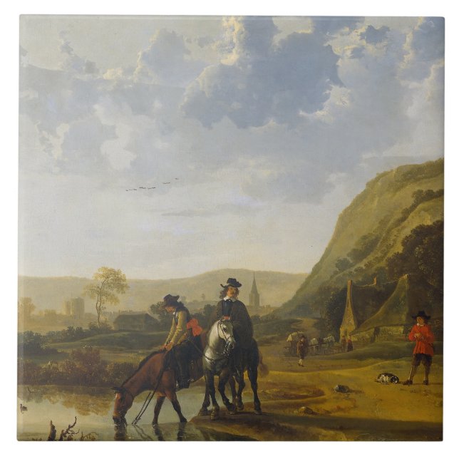 Paisagem com cavaleiros, Aelbert Cuyp do rio (Frente)