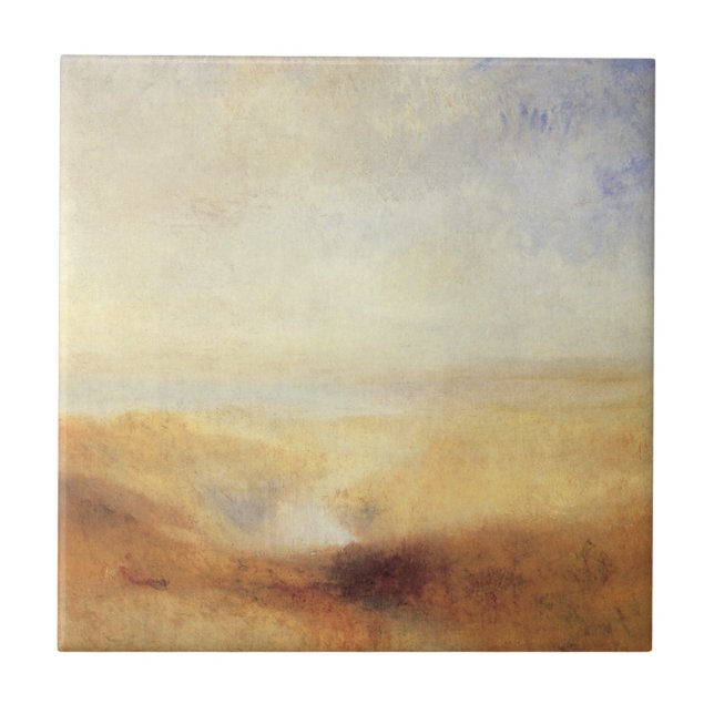 Paisagem com Distant River Bay por Joseph Turner (Frente)