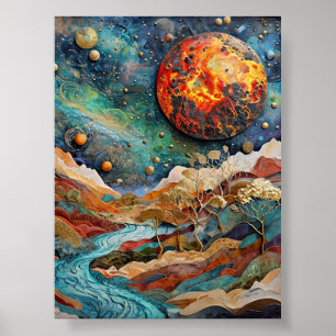 Paisagem Cósmica Fantasia Poster