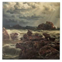 Paisagem Costeira com Navios no Horizonte