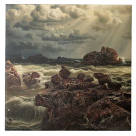 Paisagem Costeira com Navios no Horizonte