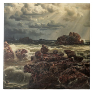 Paisagem Costeira com Navios no Horizonte