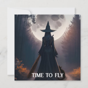 Paisagem Da Bruxa Com Placa De Gato Preto De Lua C