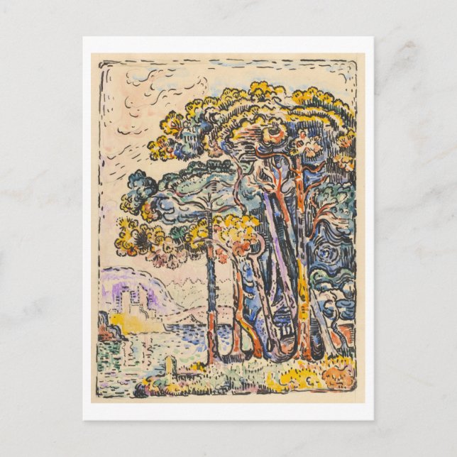 Paisagem de Aquarela por Paul Signac Cartão Postal (Frente)