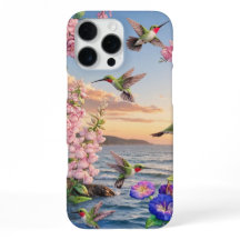 Paisagem de Beija-flores e Flores