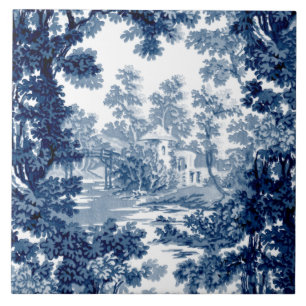 Paisagem de Cottage Vintage Paisagem Toile - Azul 