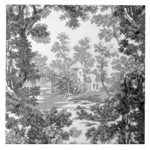 Paisagem de Cottage Vintage Paisagem Toile-Black &