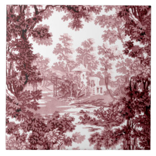 Paisagem de Cottage Vintage Paisagem Toile-Pink & 