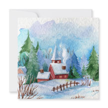 Paisagem de Cozy Winter Watercolor
