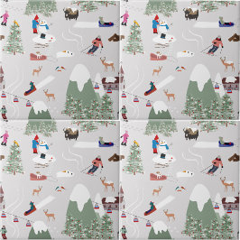 Paisagem de Esqui de Montanha de inverno com Esqui