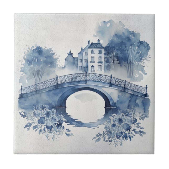 Paisagem de estilo Delft azul e branco (Frente)