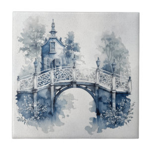 Paisagem de estilo Delft azul e branco