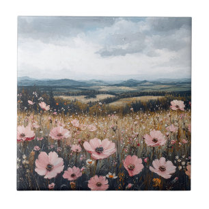 Paisagem de Flores Selvagens Cor-de-Rosa Esbranqui