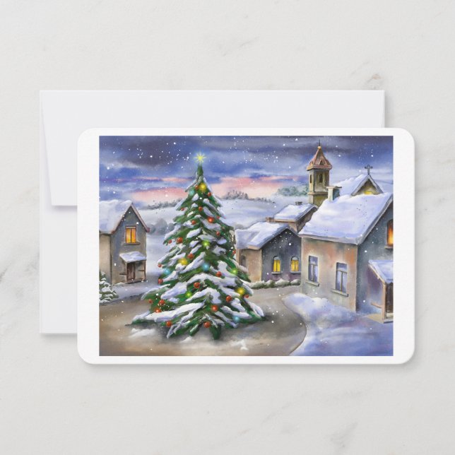 Paisagem de inverno com aldeia de neve (Frente)