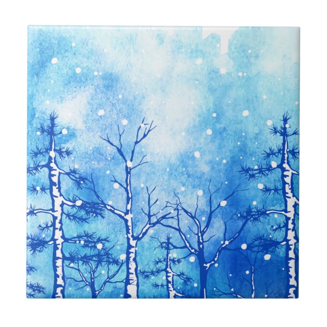 Paisagem de inverno com Aquarela Azul (Frente)
