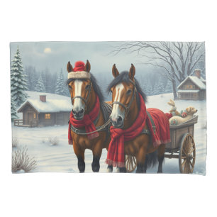 Paisagem de inverno com Cavalos e Cabina