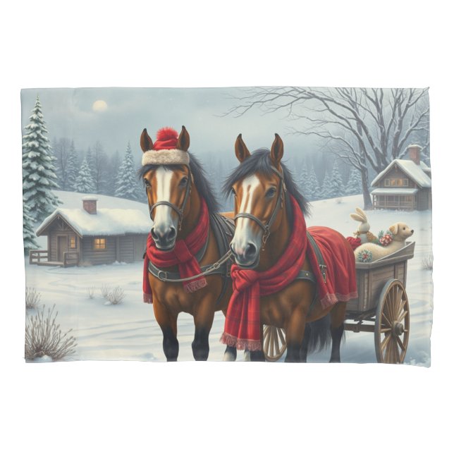 Paisagem de inverno com Cavalos e Cabina (Frente)