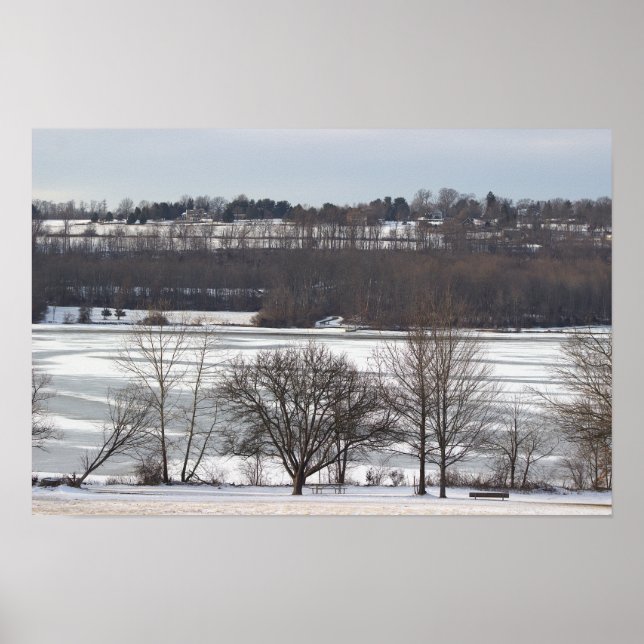 Paisagem de inverno Lago Congelado Poster (Frente)