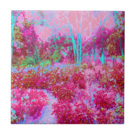 Paisagem de Jardim Impressionista Vermelho e Rosa