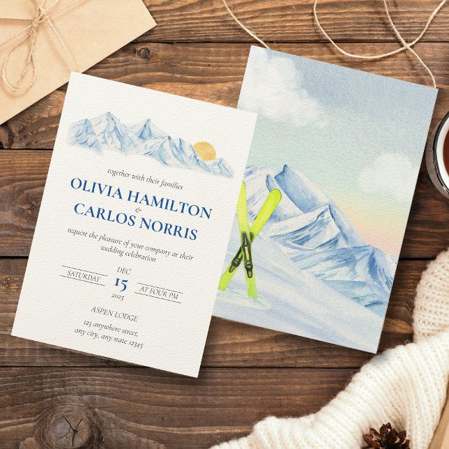 Paisagem de Montanha de Aquarela de Esqui (Criador carregado)