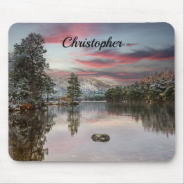 Paisagem de Natal Snowy - Loch Mousepad Escocês