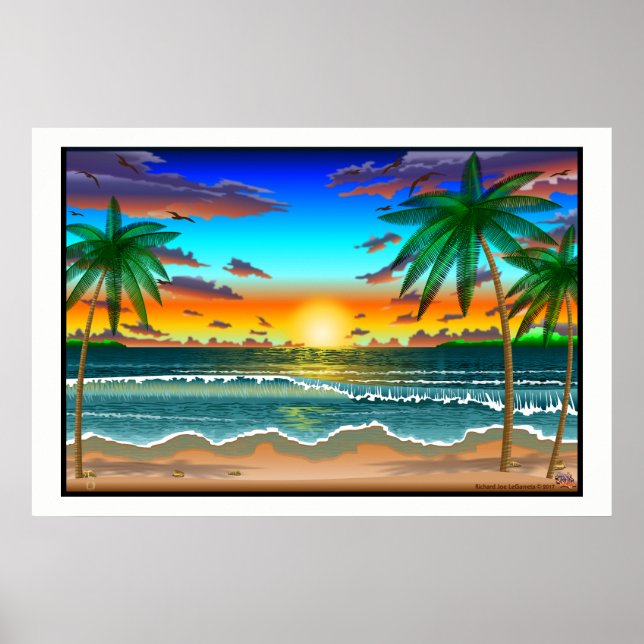 Paisagem de praia Lanscape, um cratemade poster gr (Frente)