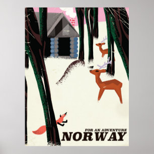 Paisagem de viagens vintage de poster da Noruega