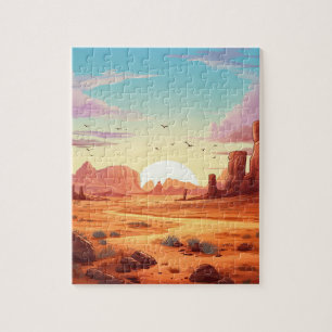 Paisagem Do Deserto Com Quebra-cabeça De Cactus