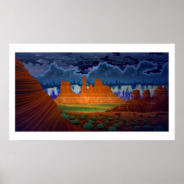 Paisagem do Deserto na Cena à noite na poster art (Frente)