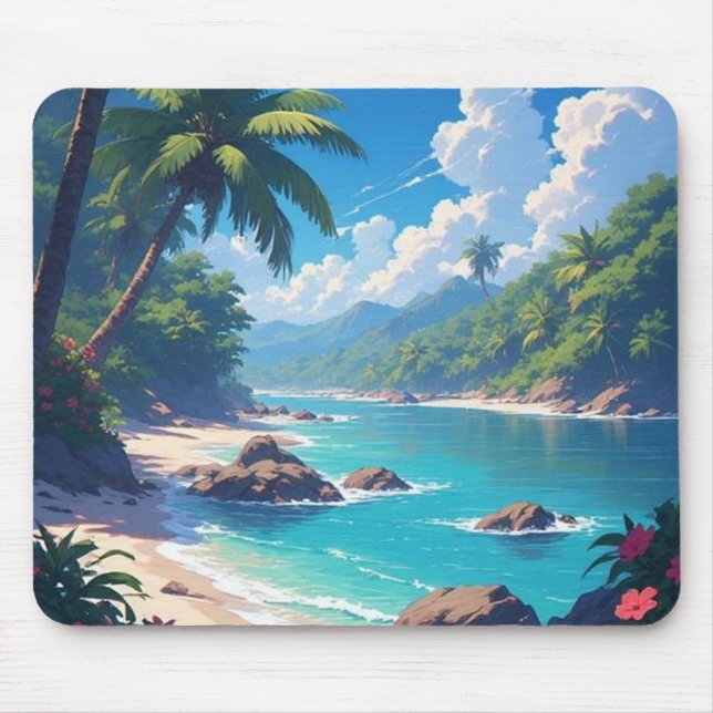 Paisagem do Oceano Marinho Mousepad (Frente)