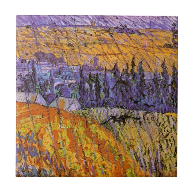 Paisagem em Auvers, em Chuva, por Vincent van Gogh (Frente)