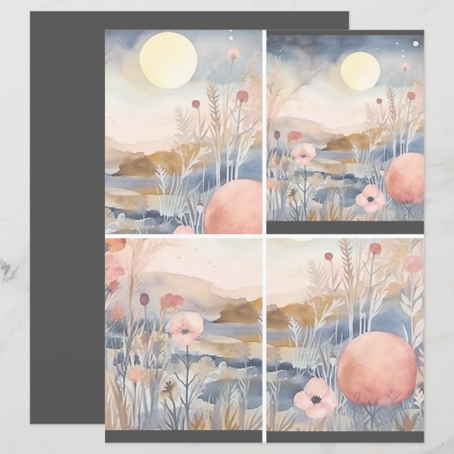 Paisagem Floral com lua 1 de 2 (Frente/Verso)