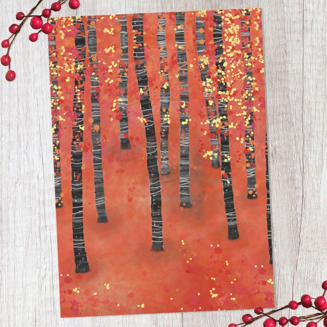 Paisagem Florestal de Árvores de Bétula Cartão Pla (Birch tree forest art card)